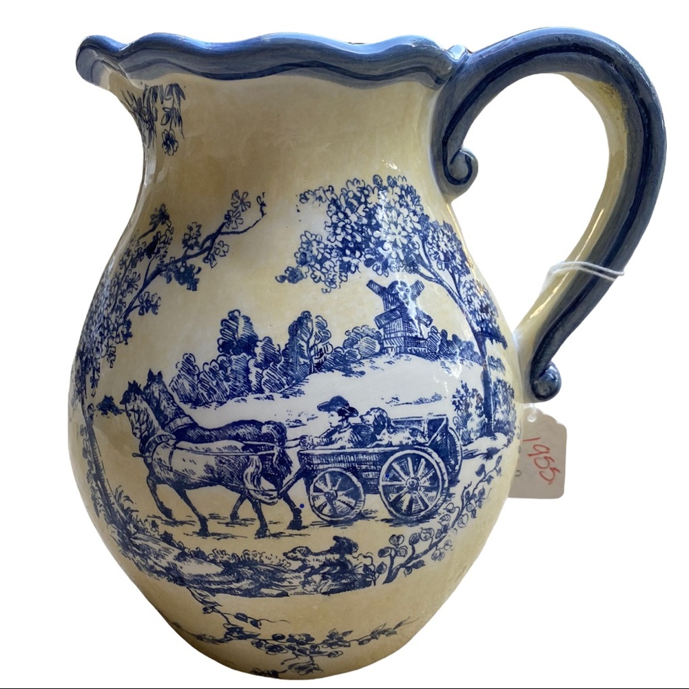 Final Sale Vintage 1955 Glossy Pottery Pitcher